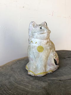 Early-Mid 20th century Traditional Japanese Hanamaki Clay Cat Doll