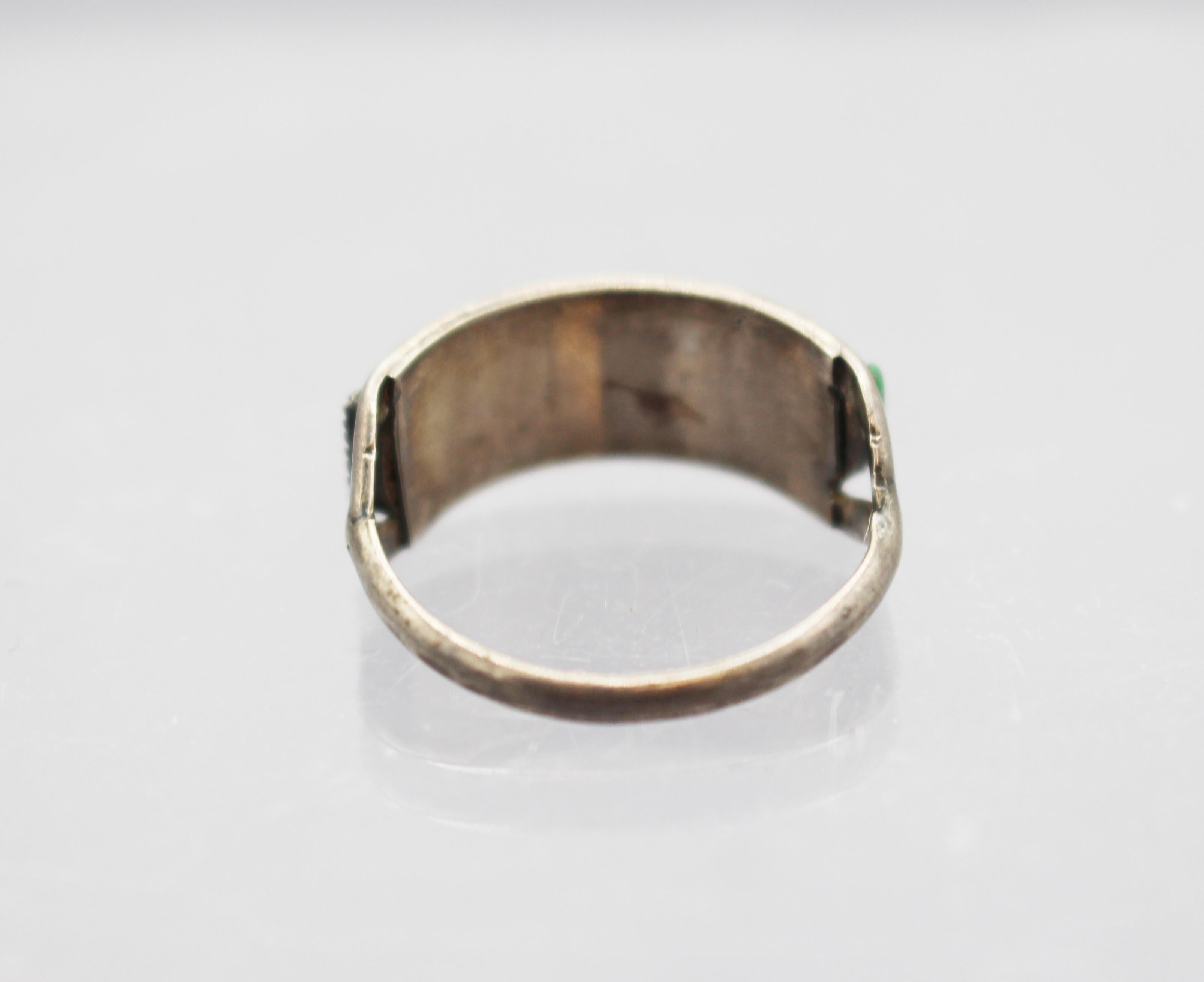 Native American Early-mid 20th Century Zuni Turquoise & Sterling Ring For Sale