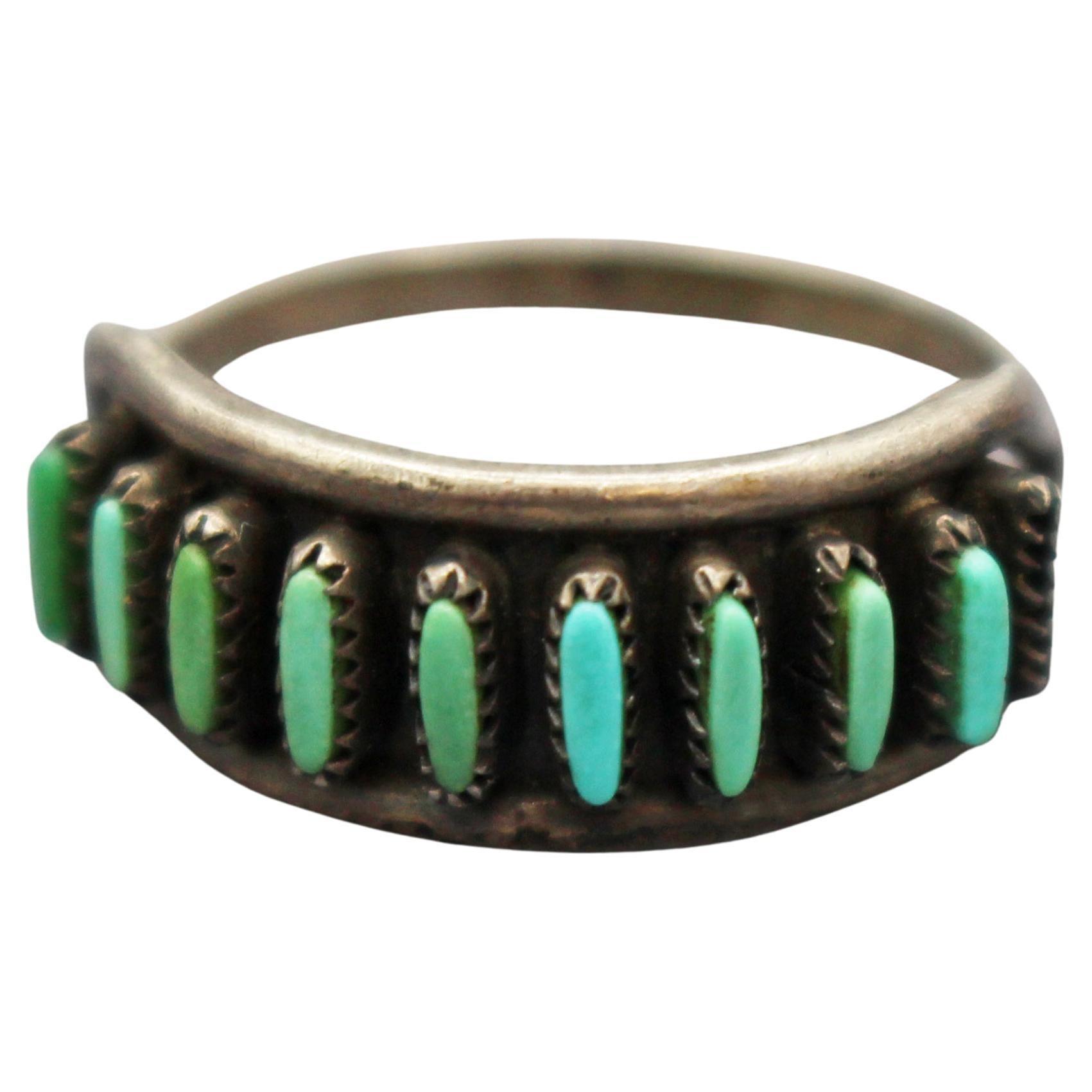 Early-mid 20th Century Zuni Turquoise & Sterling Ring