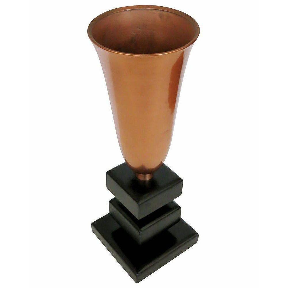 American Early Mid-century Copper Stacked Base Torchiere Table Lamp For Sale