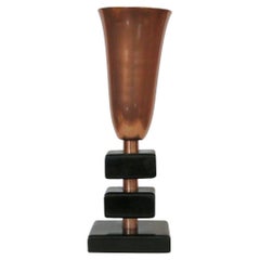 Early Mid-century Copper Stacked Base Torchiere Table Lamp