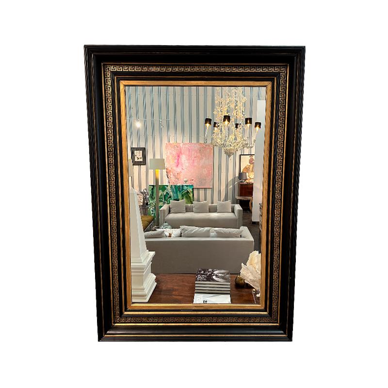 Early Mid-Century Empire Style Black and Gild Greek Key Mirror For Sale 4