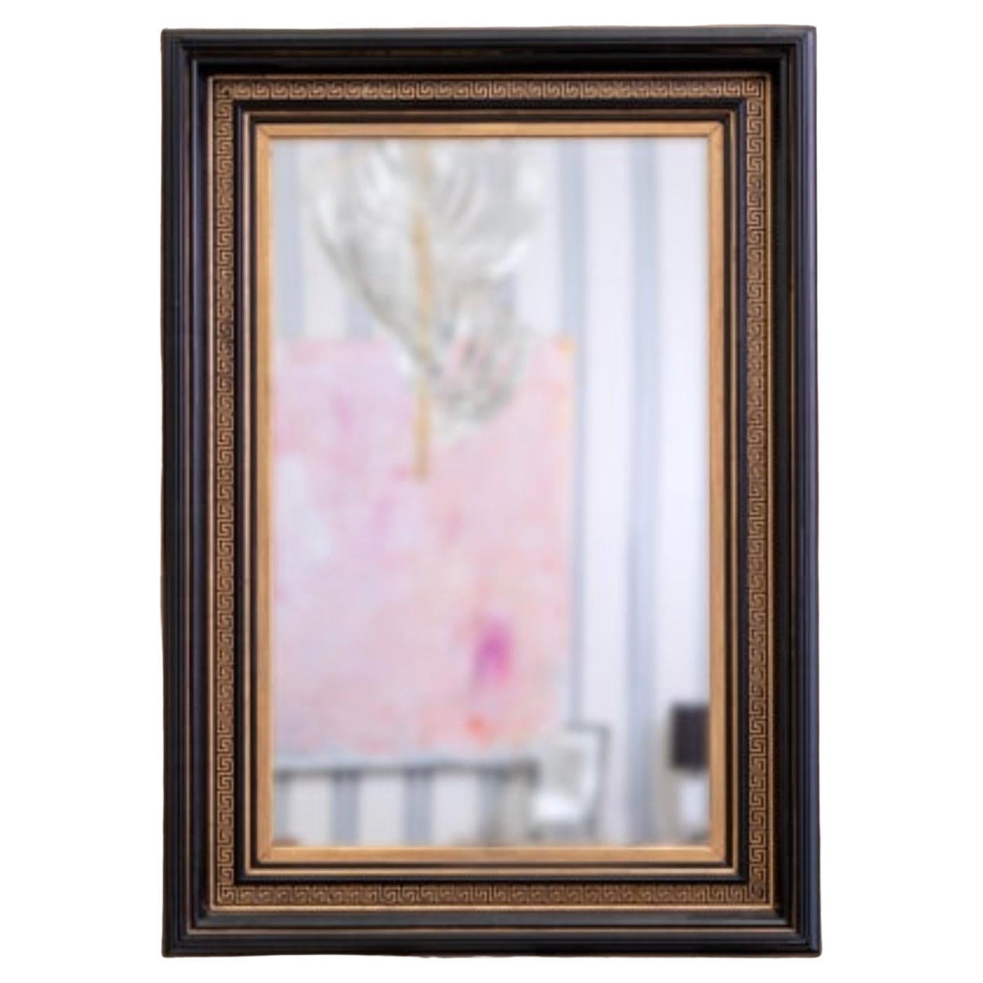 Early Mid-Century Empire Style Black and Gild Greek Key Mirror For Sale
