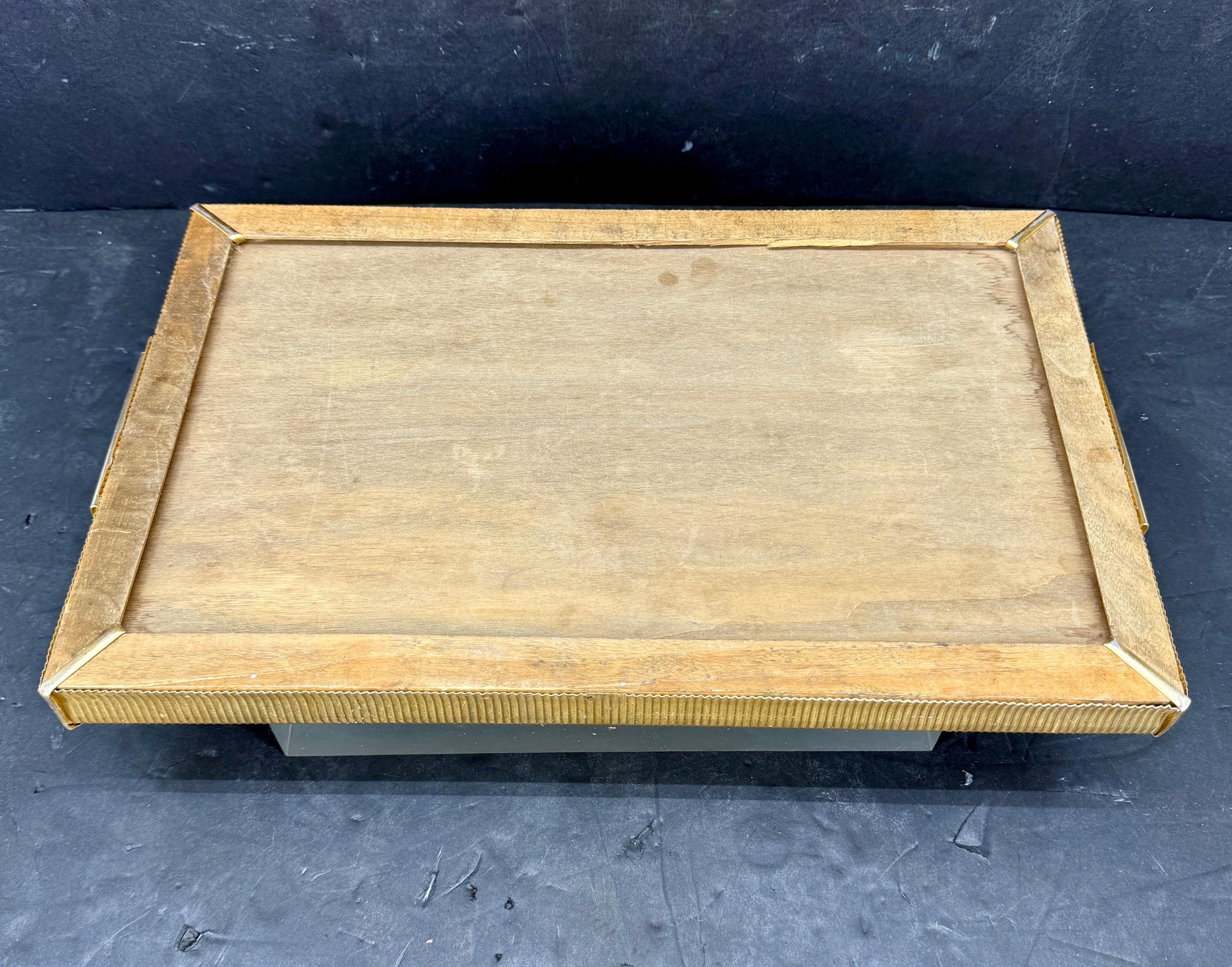 Bandeja rectangular de latón y aluminio italiana de principios de siglo medio en venta 7