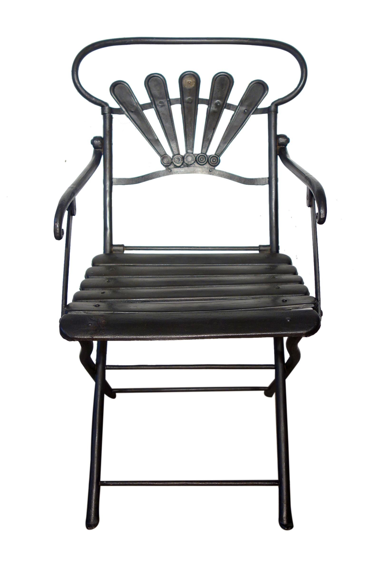 Early Mid Century Italian Wrought Iron Folding Armchair Pair by Carlo Crespi For Sale 11