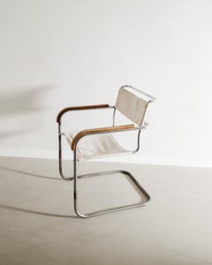 Early Mid Century Marcel Breuer B34 Armchair in Metal & Canvas for Thonet, 1930s