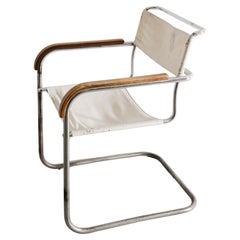 Early Mid Century Marcel Breuer B34 Armchair in Metal & Canvas for Thonet, 1930s