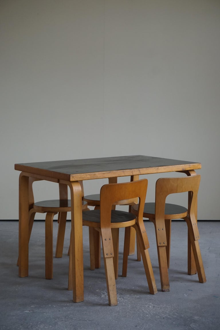 Early Mid-Century Modern Dining Chairs by Alvar Aalto for Artek, Model 65, 1950s For Sale 8