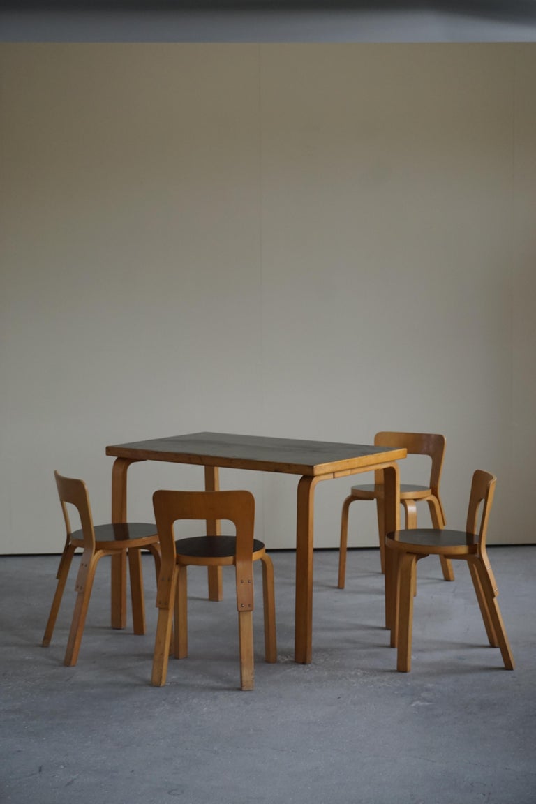 Birch Early Mid-Century Modern Dining Chairs by Alvar Aalto for Artek, Model 65, 1950s For Sale