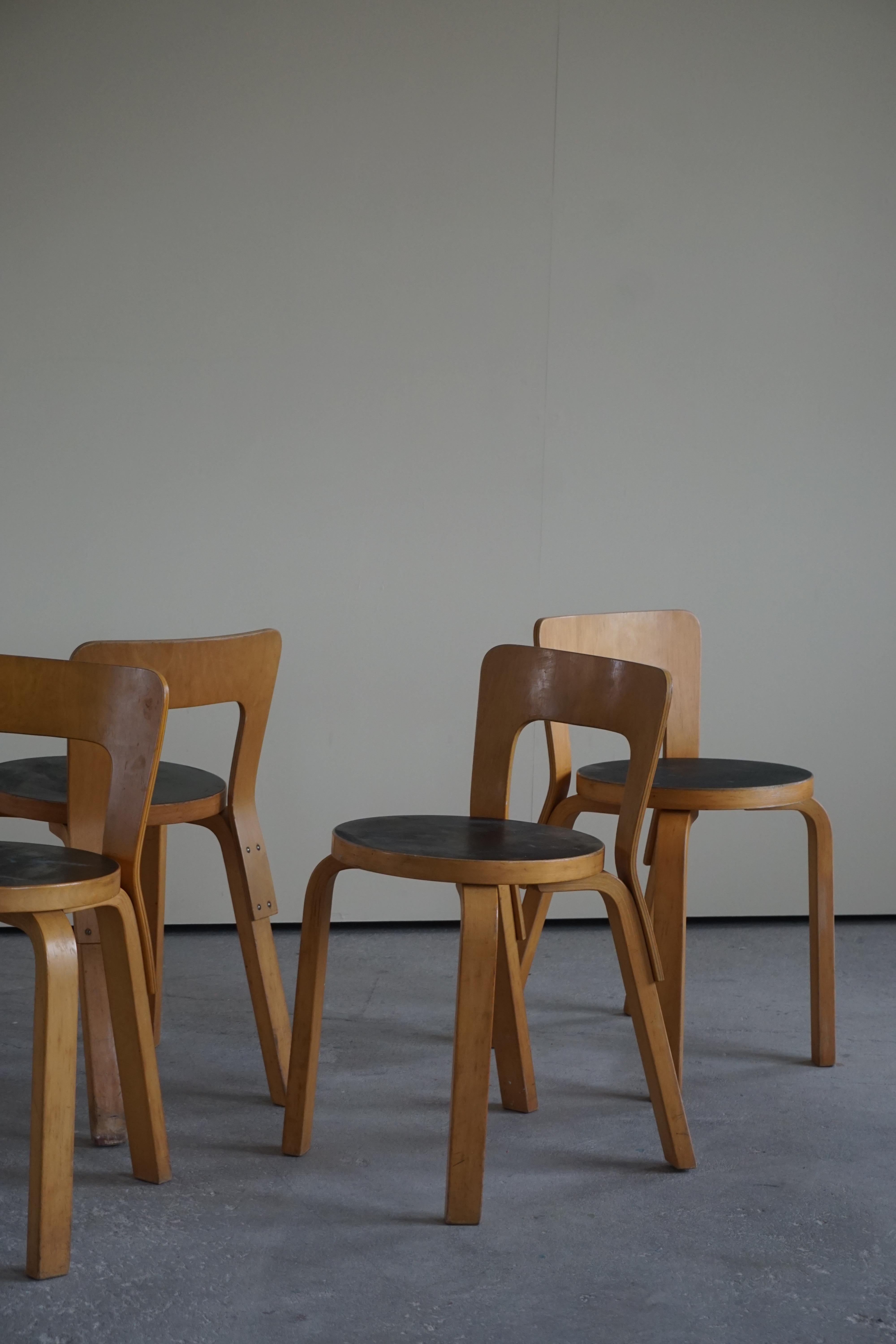 Early Mid-Century Modern Dining Chairs by Alvar Aalto for Artek, Model 65, 1950s 1
