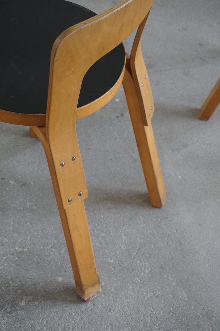 Early Mid-Century Modern Dining Chairs by Alvar Aalto for Artek, Model 65, 1950s For Sale 2