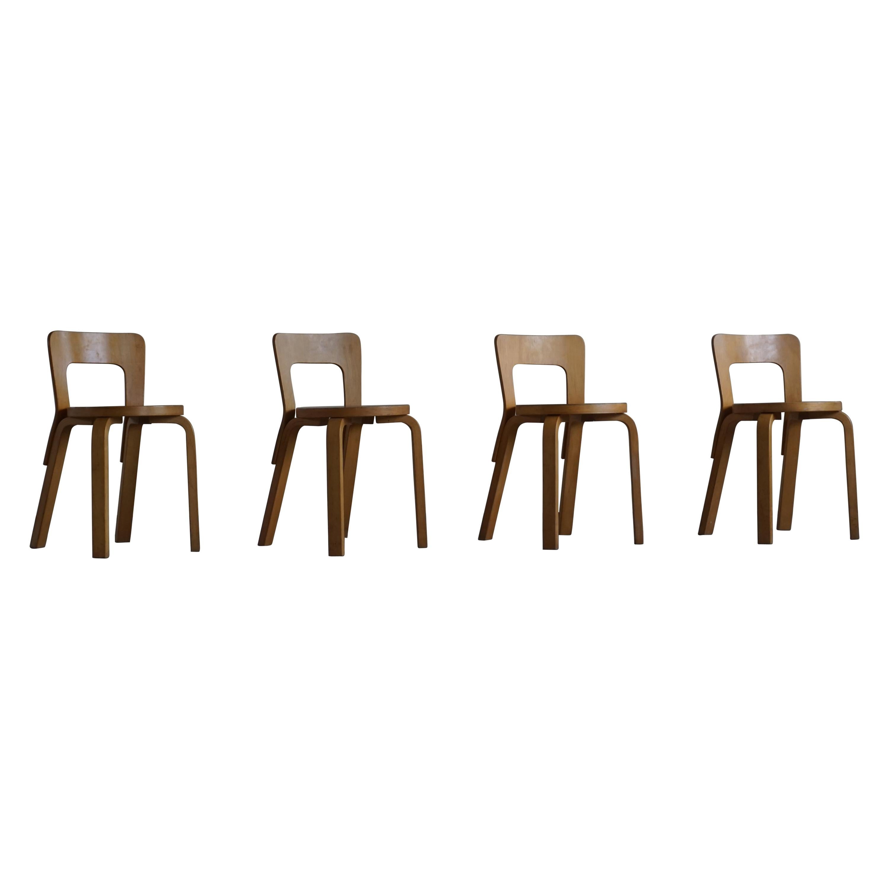 Early Mid-Century Modern Dining Chairs by Alvar Aalto for Artek, Model 65, 1950s