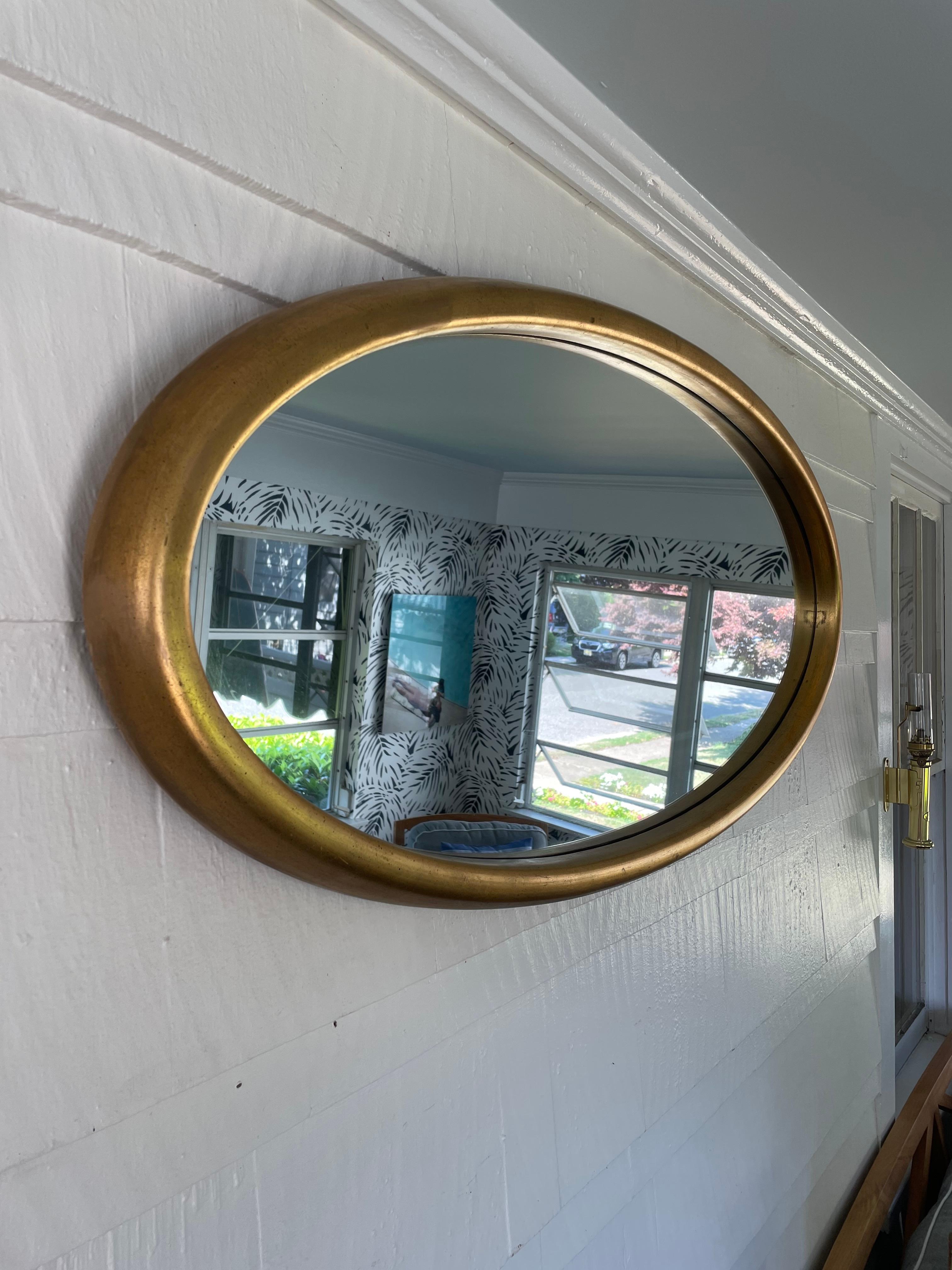 Mid-Century Modern Early Mid Century Oval Mirror with Gilt Frame Attributed to La Barge For Sale