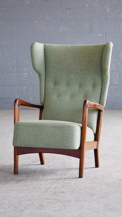 Early Mid-Century Soren Hansen for Fritz Hansen Wingback Lounge Chair