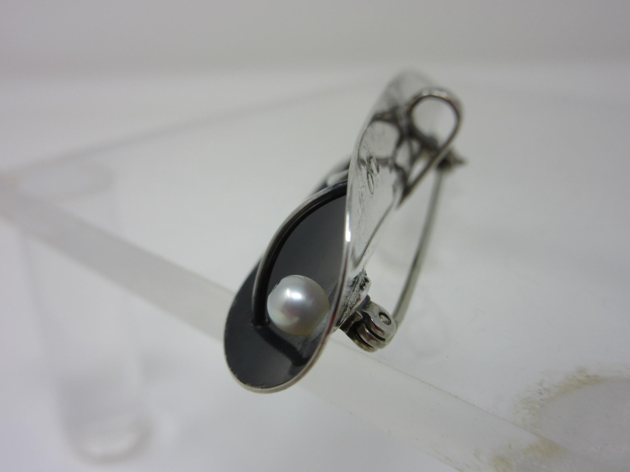 Argento 925 Ed Levin, spilla o collana in argento e perle della prima metà del secolo scorso in vendita