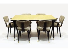 Ensemble de salle à manger italien compact vintage du début du siècle avec 6 chaises papillons
