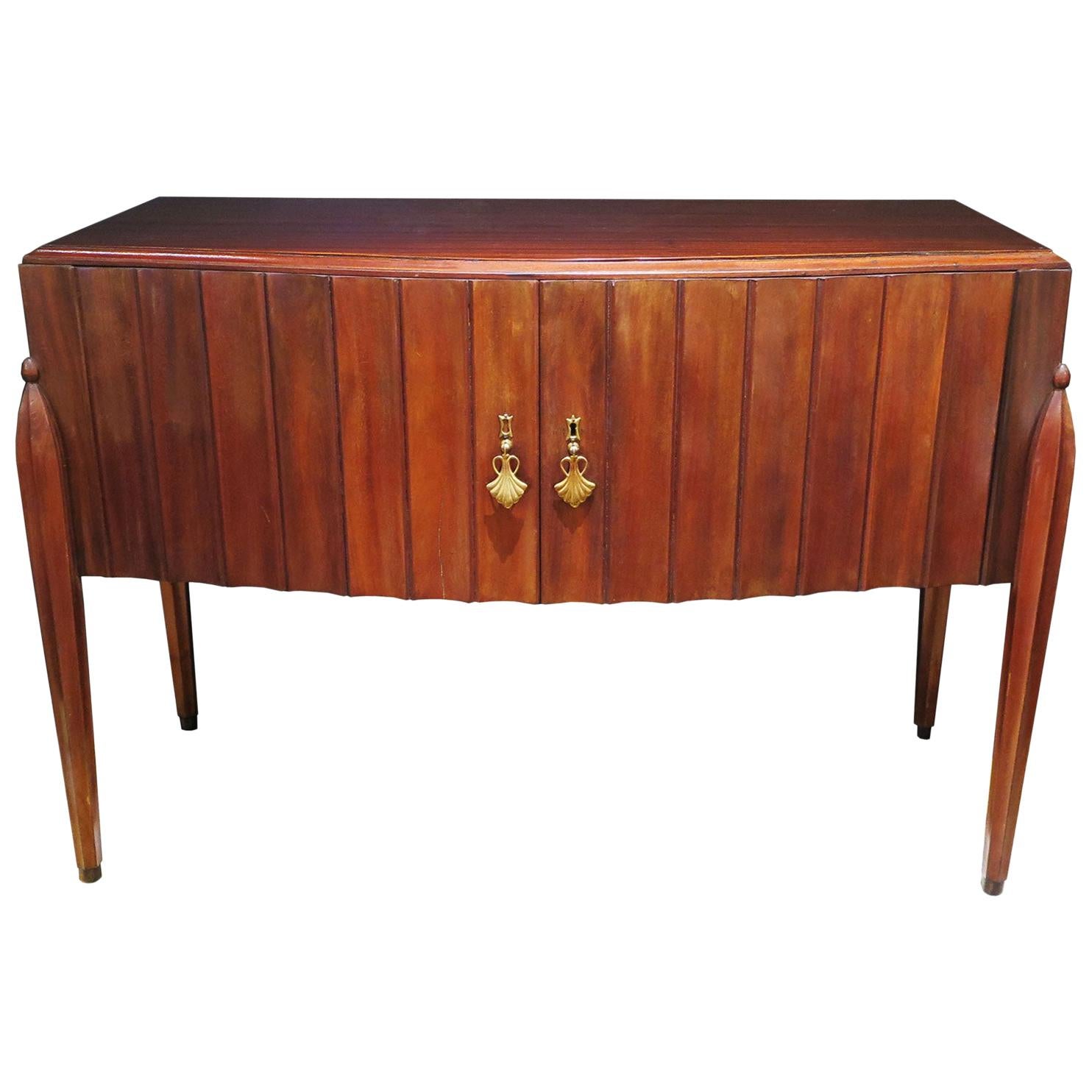 Early Midcentury Fluted Console in Mahogany, Italy, circa 1940s