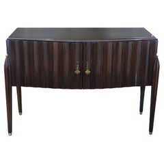 Vintage Fluted Console Cabinet in Dark Stained Mahogany, Italy, circa 1940s