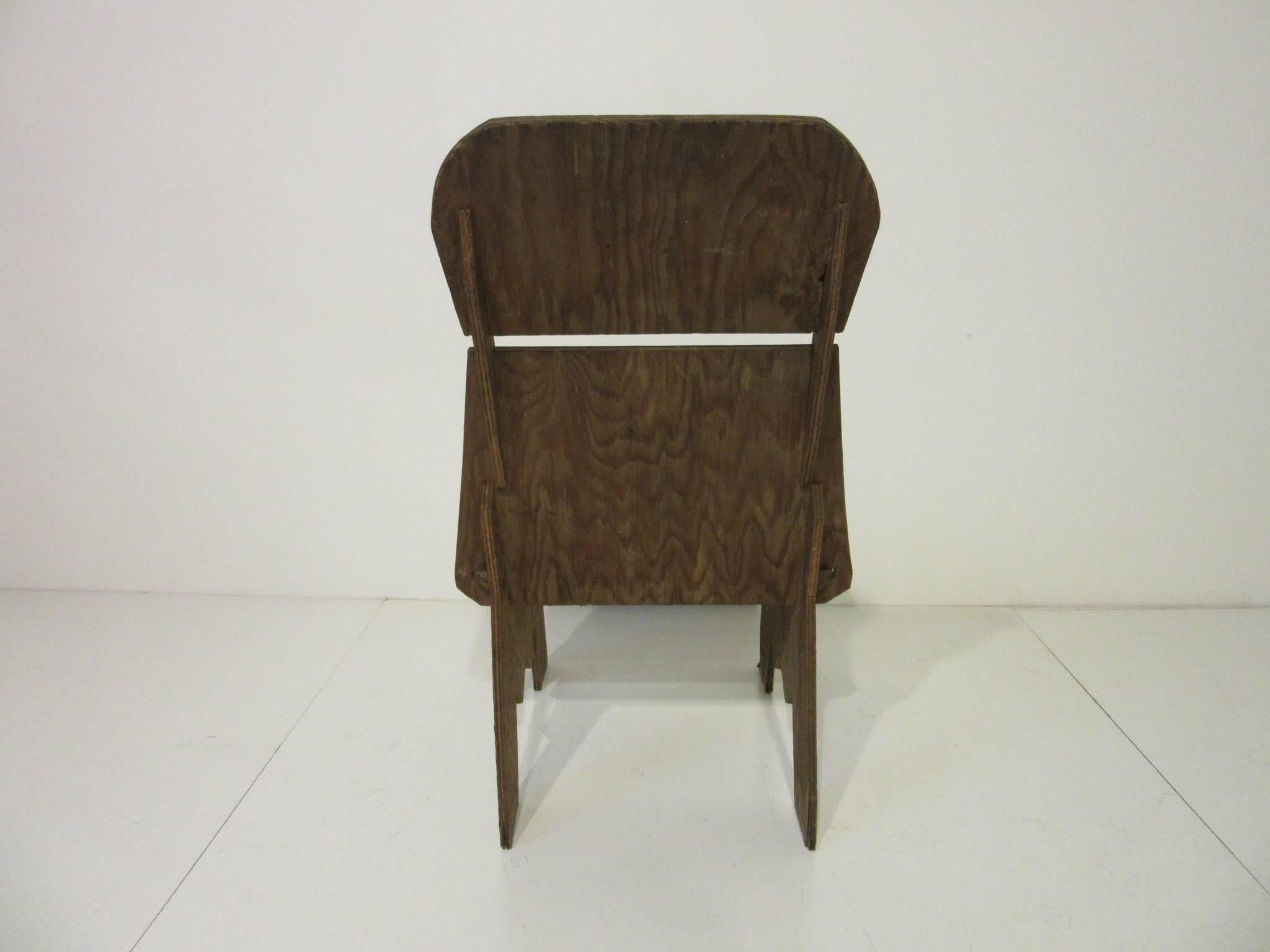 American Early Midcentury Interlocking Plywood Chair in the style of Frank Lloyd Wright 