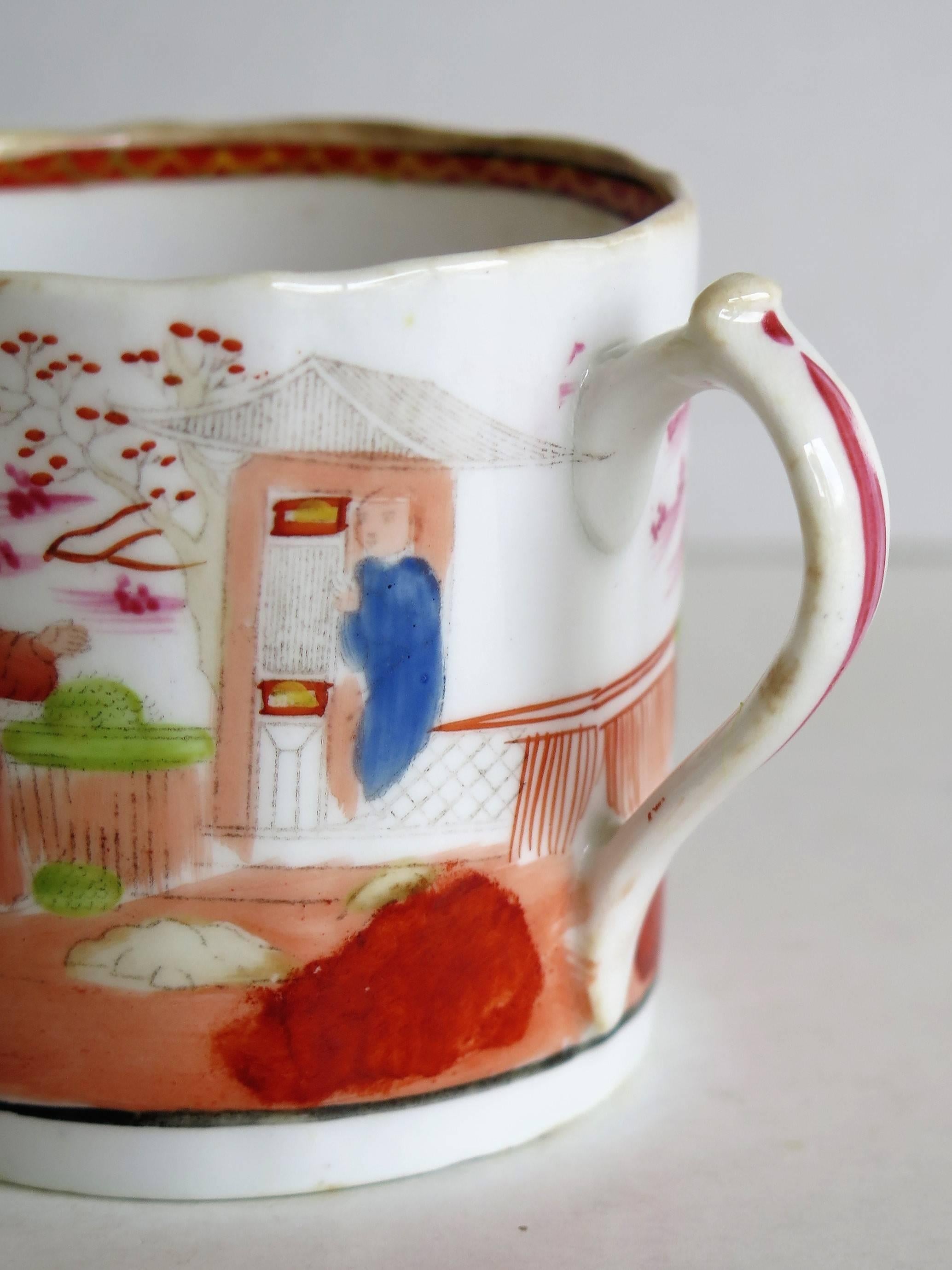 Early Miles Mason Coffee Can Porcelain Boy at Door Pattern, circa 1805 2