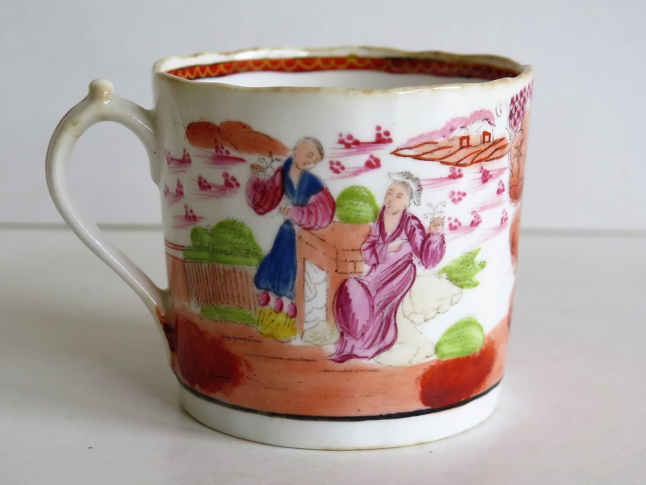 English Early Miles Mason Coffee Can Porcelain Boy at Door Pattern, circa 1805