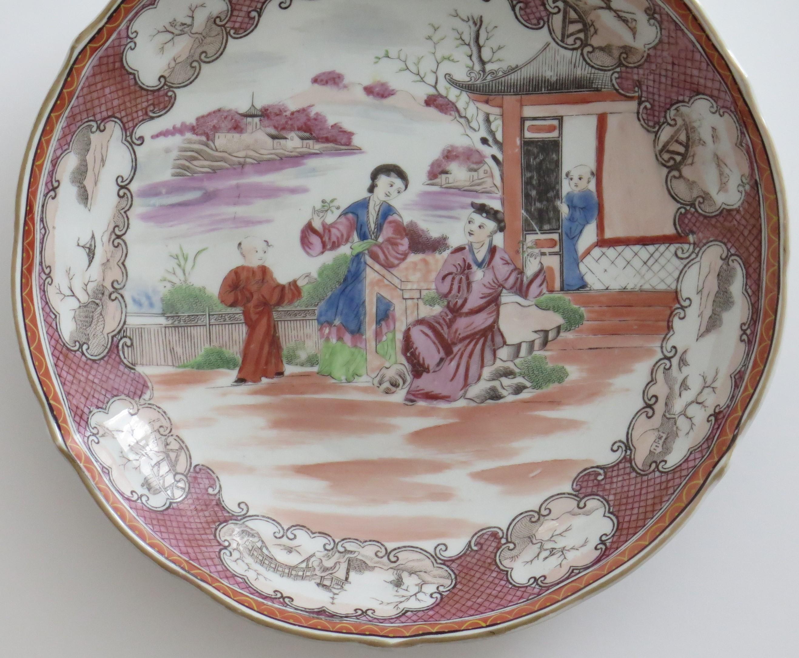 English Early Miles Mason Saucer Dish Porcelain Boy at Door Pattern, circa 1805 For Sale