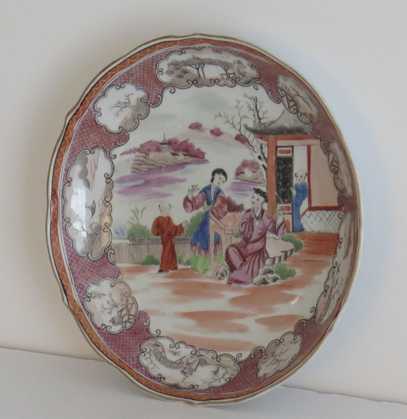 19th Century Early Miles Mason Saucer Dish Porcelain Boy at Door Pattern, circa 1805 For Sale