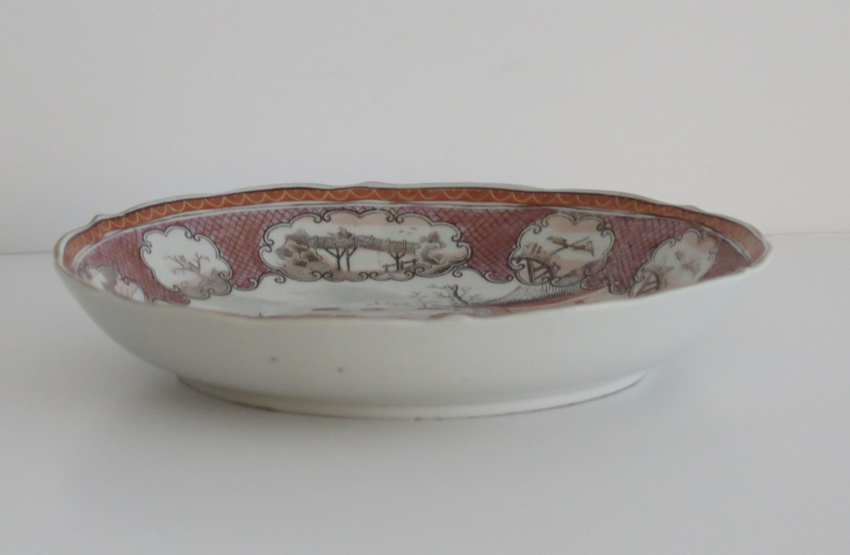 Early Miles Mason Saucer Dish Porcelain Boy at Door Pattern, circa 1805 For Sale 2