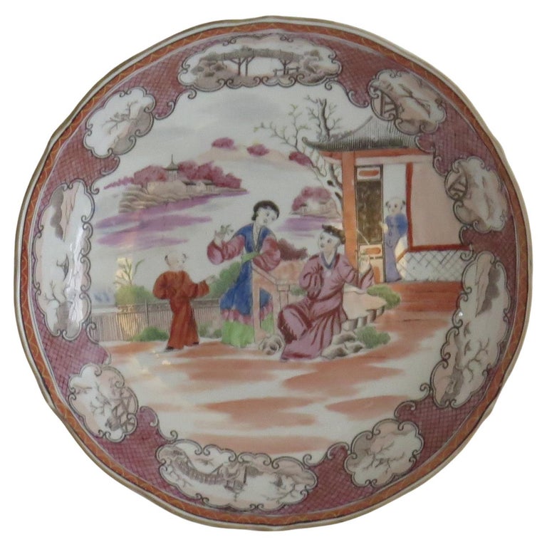 Early Miles Mason Saucer Dish Porcelain Boy at Door Pattern, circa 1805 For Sale at 1stDibs