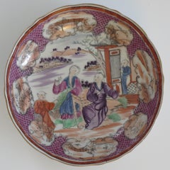 Early Miles Mason Small Dish Porcelain Boy at Door Pattern, circa 1805