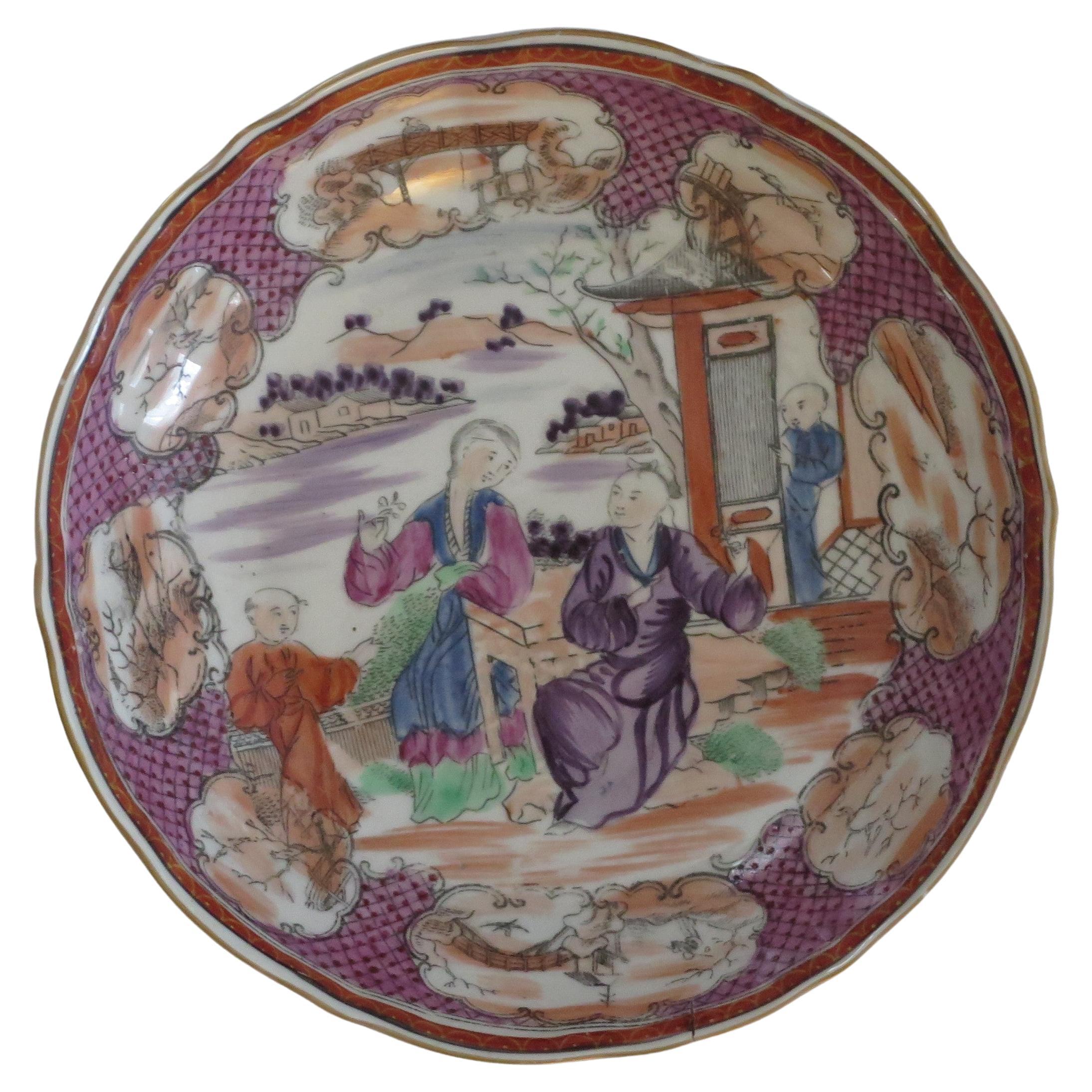 Antiguo plato pequeño de Miles Mason Porcelain Boy at Door Pattern, circa 1805