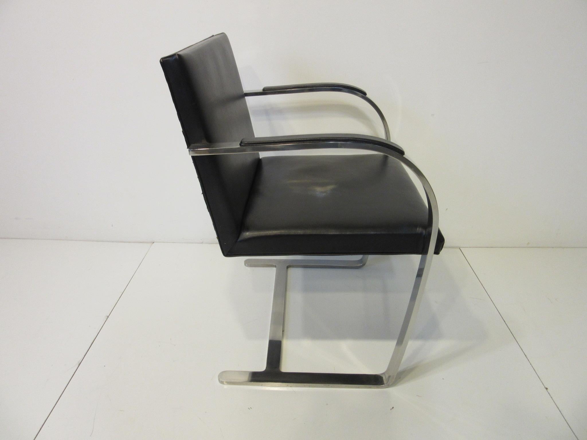 International Style Early Mies van der Rohe Brno Leather Armchairs for Knoll