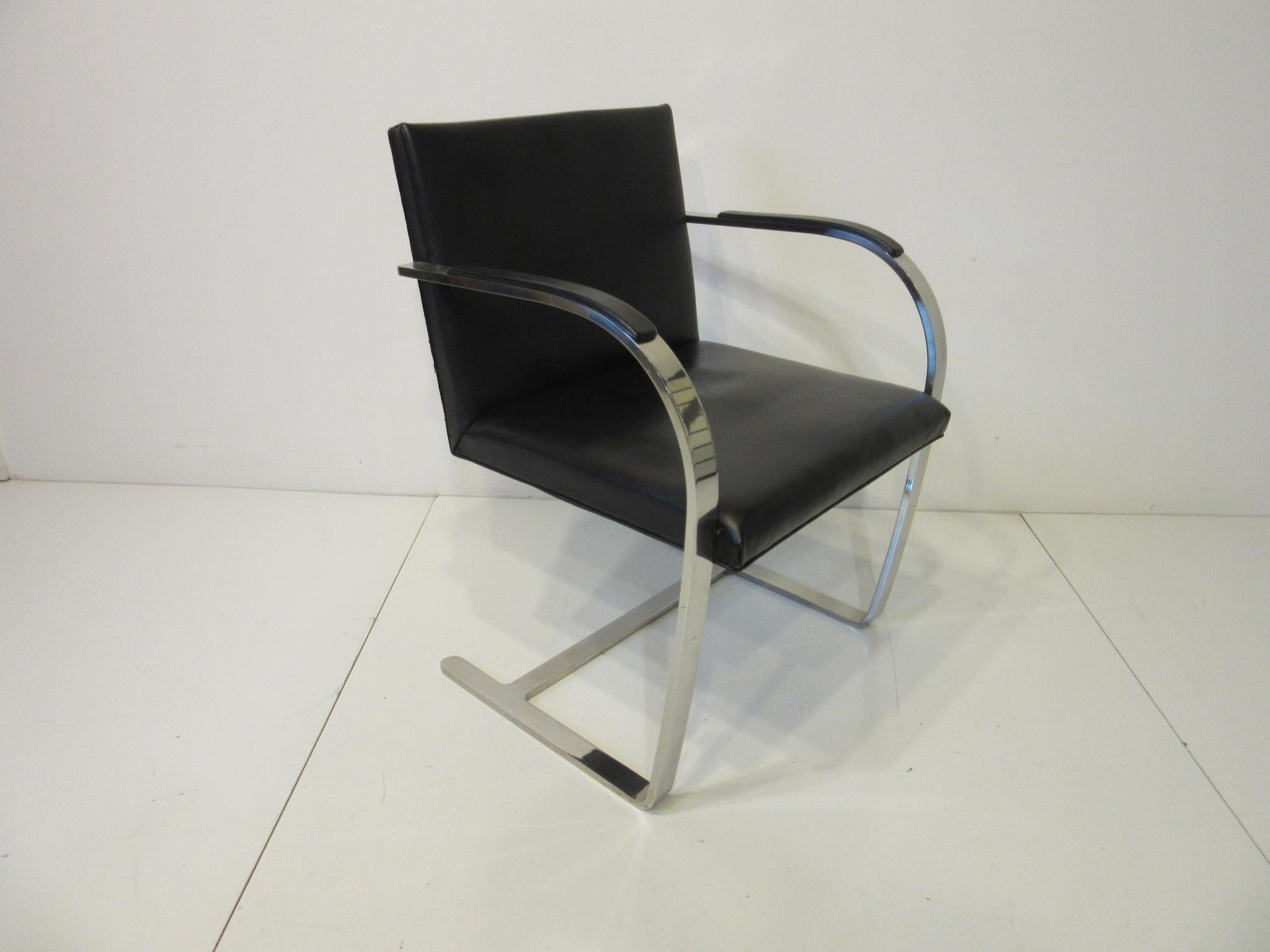 Early Mies van der Rohe Brno Leather Armchairs for Knoll In Good Condition In Cincinnati, OH