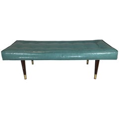 Vintage Early Milo Baughman Bench with Brass Sabot Feet