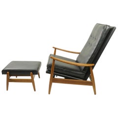 Chaise longue inclinable avec ottomane - Milo Baughman pour James Furniture (première version)