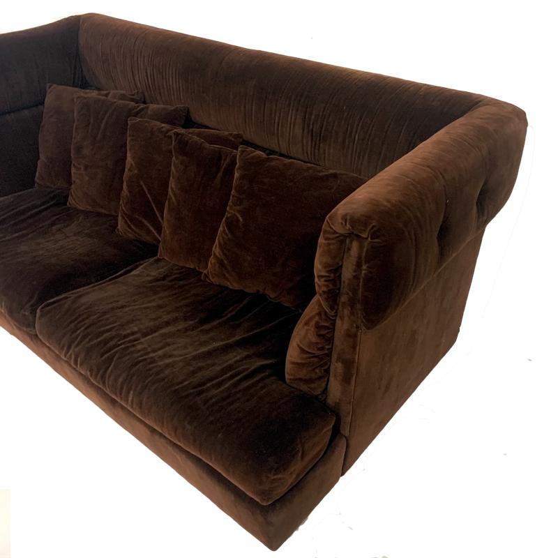 brown velour couch