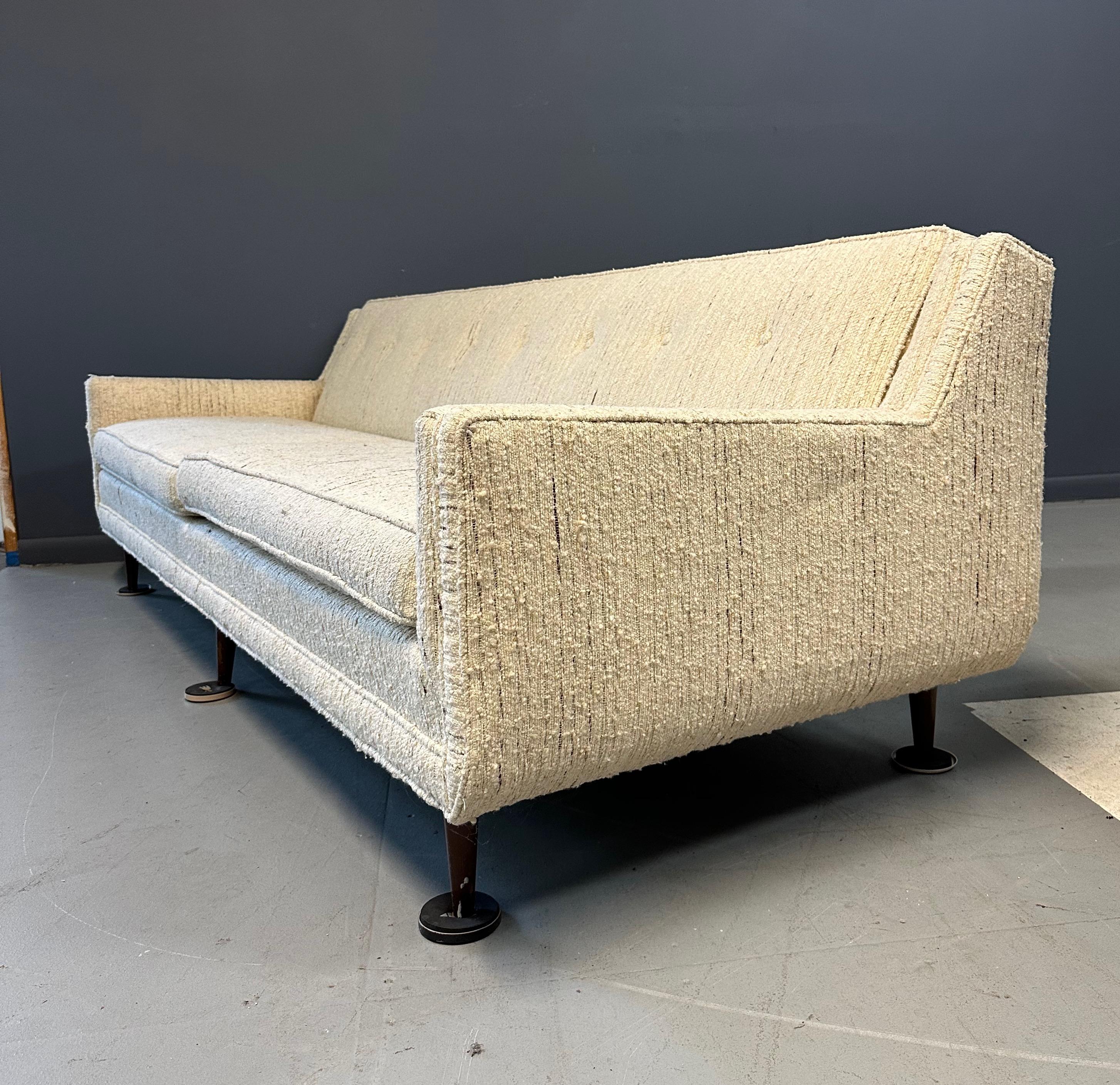 20th Century Early Milo Baughman Style Mid Century Large Sofa on Walnut Legs
