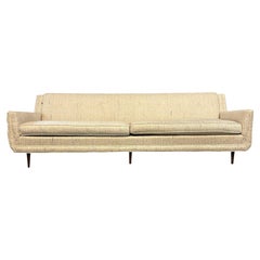 Early Milo Baughman Style Mid Century Large Sofa on Walnut Legs