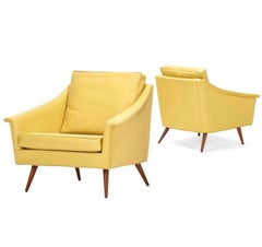 Early Milo Baughman Yellow Modern Lounge Chair, James Inc, Thayer Coggin, 1950s