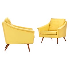 Fauteuil de salon jaune moderne de Milo Baughman, James Inc, Thayer Coggin, années 1950