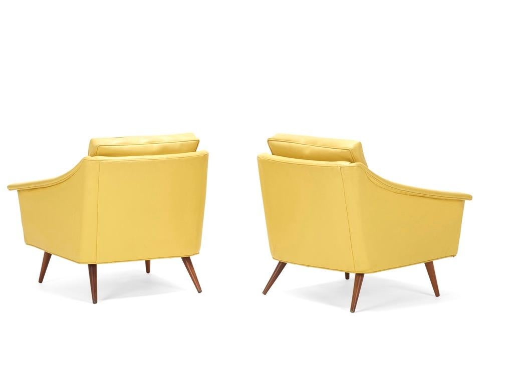 American Early Milo Baughman Yellow Modern Lounge Chair, James Inc, Thayer Coggin, 1950s