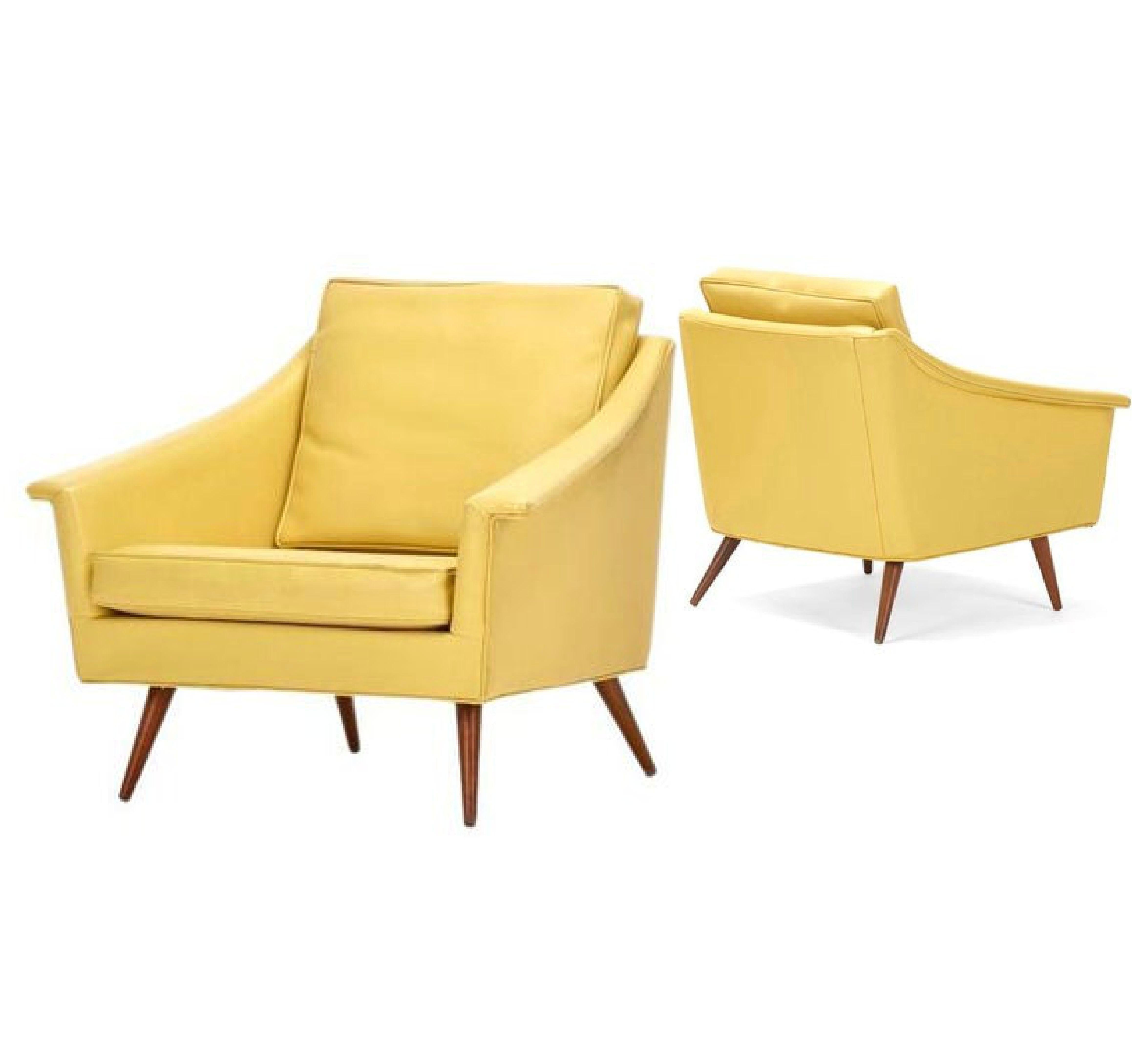 Early Milo Baughman Yellow Modern Lounge Chair, James Inc, Thayer Coggin, 1950s 2