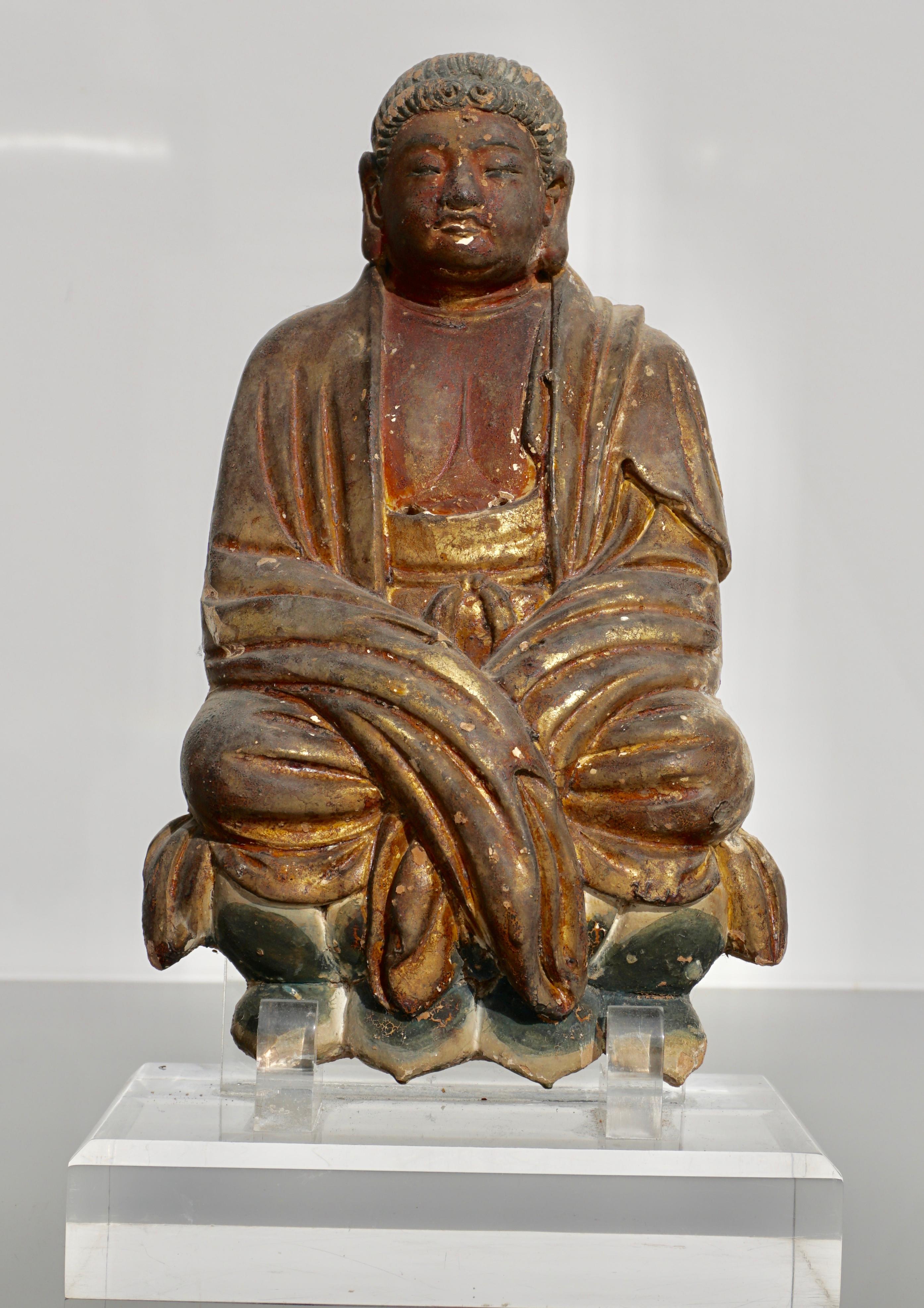 Frühe chinesische Buddha-Statue aus der Ming Dynasty, ca. 14. Jahrhundert (Ming-Dynastie) im Angebot