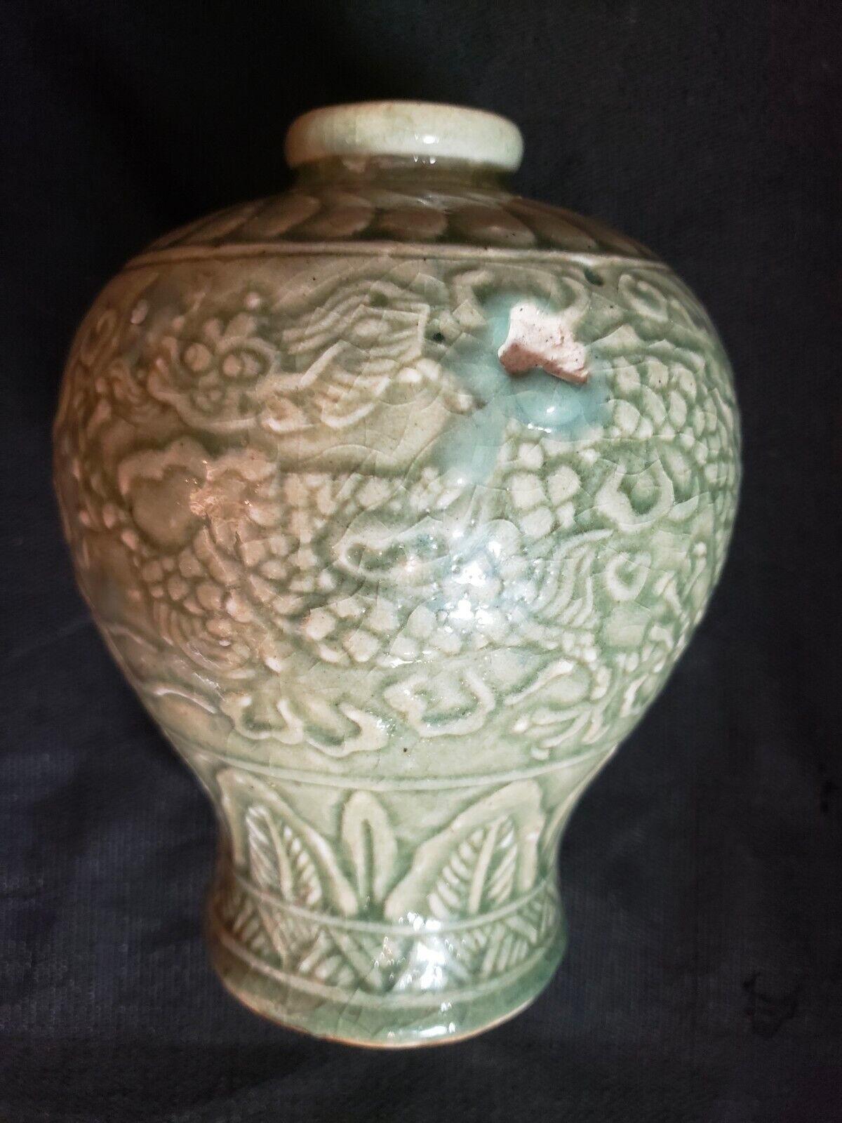18th Century and Earlier Early Ming, Floral Pattern Porcelain Plum Vase For Sale