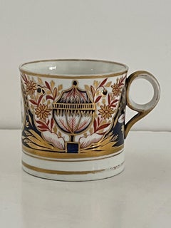 Frühe Kaffeedose aus Minton-Porzellan, handbemalt mit Monogramm, Muster 202, um 1810