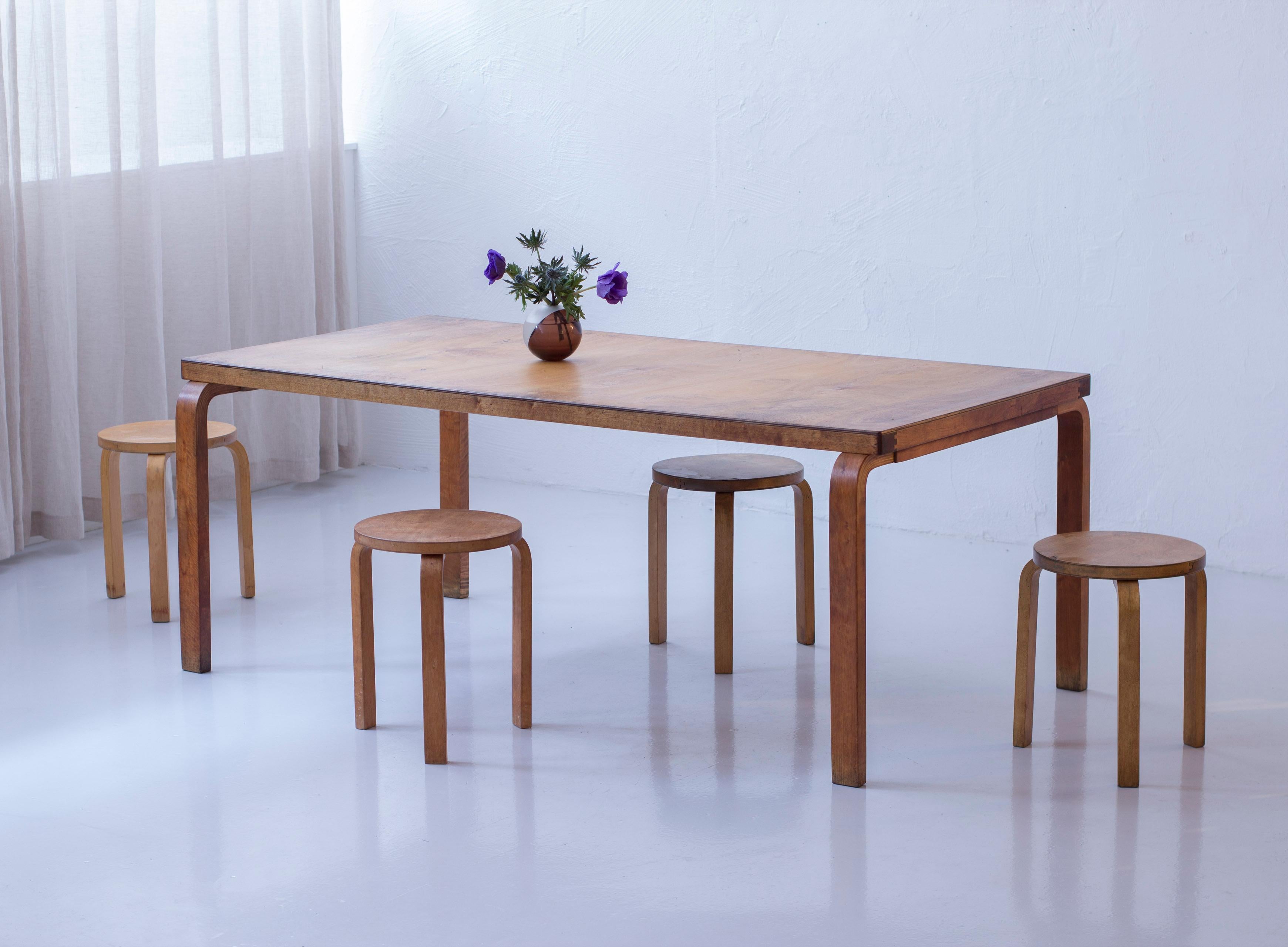 Finnish Early model 83 birch dining table by Alvar Aalto, Finland, 1930s For Sale