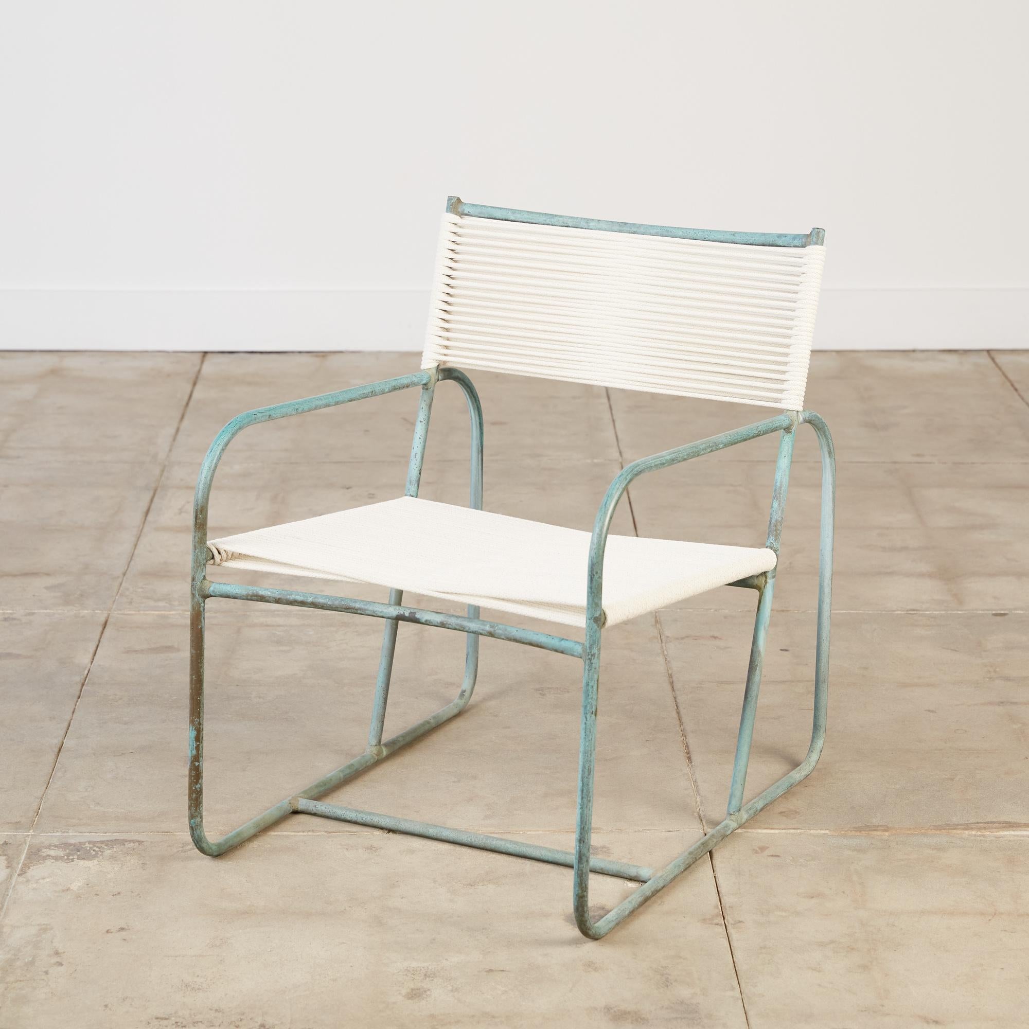 Rope Early Model Bronze Patio Lounge Chair by Walter Lamb