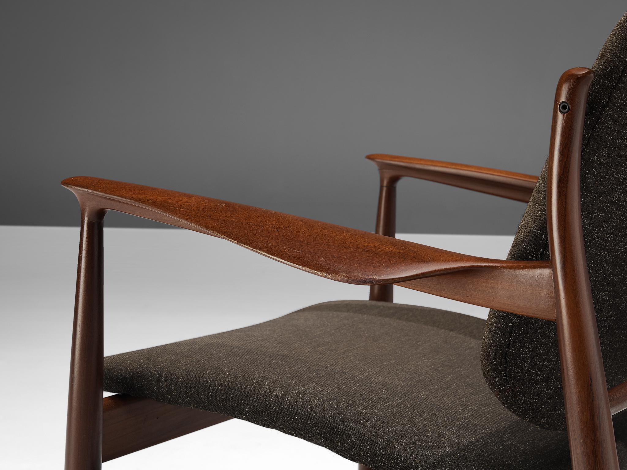 Frühes Modell Finn Juhl für France & Søn Lounge Chair aus Teakholz  (Stoff) im Angebot