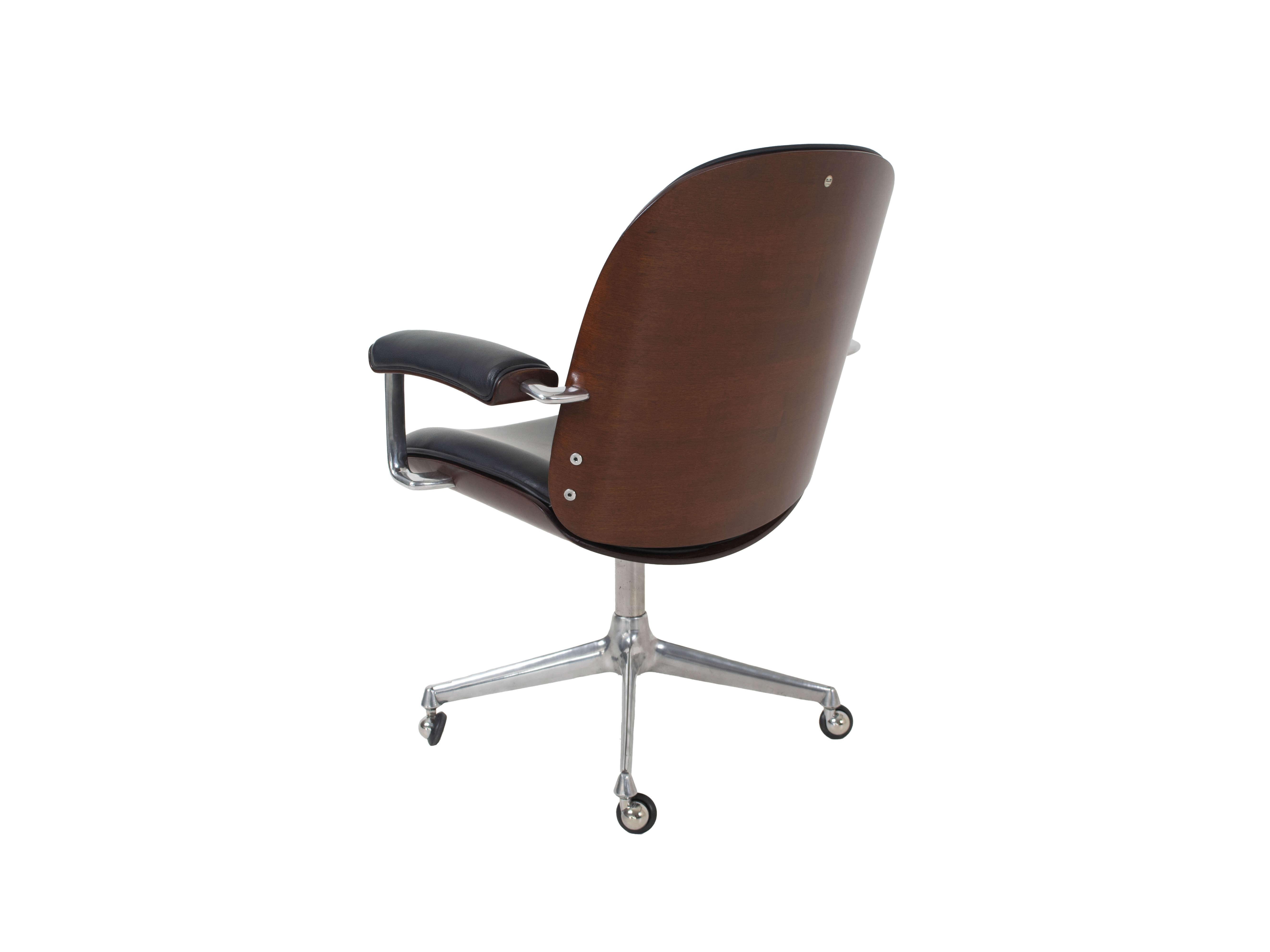Mid-Century Modern Early Model Ico Parisi Desk Chair with Arm Rests by MIM Roma, Italy 1959