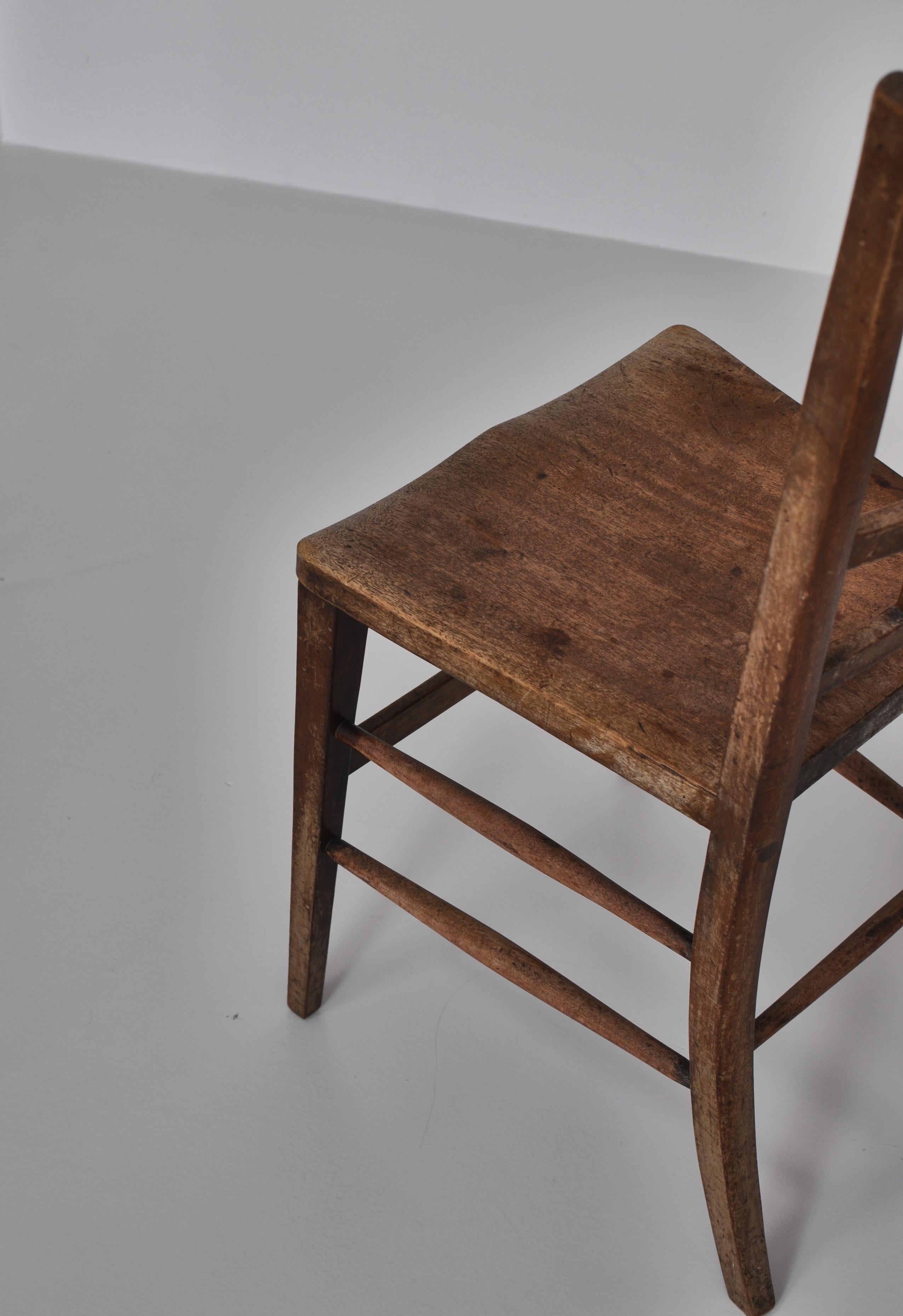 Early Modern Side Chair in Patinated Mahogany in Style of Fritz Hansen, Denmark. For Sale 7